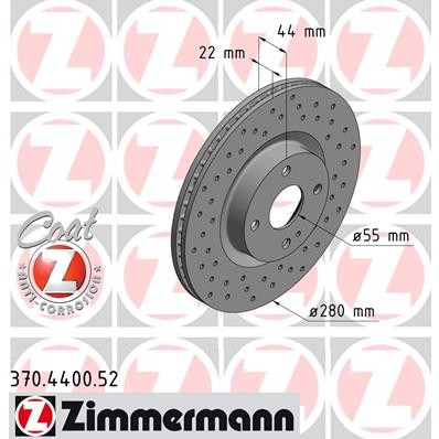 Слика на Кочионен диск ZIMMERMANN SPORT BRAKE DISC COAT Z 370.4400.52