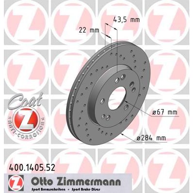 Слика на кочионен диск ZIMMERMANN SPORT BRAKE DISC COAT Z 400.1405.52 за Mercedes E-class (w124) 250 Turbo-D (124.128) - 126 коњи дизел