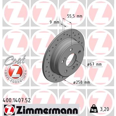 Слика на кочионен диск ZIMMERMANN SPORT BRAKE DISC COAT Z 400.1407.52 за Mercedes 190 (w201) E (201.028) - 136 коњи бензин