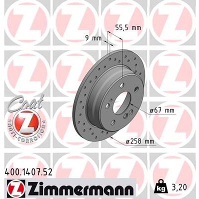 Слика на кочионен диск ZIMMERMANN SPORT BRAKE DISC COAT Z 400.1407.52 за Mercedes E-class (w124) 300 Turbo-D (124.133) - 143 коњи дизел