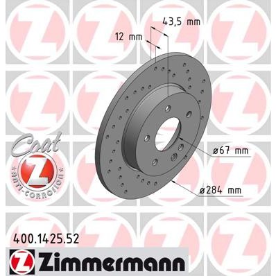 Слика на Кочионен диск ZIMMERMANN SPORT BRAKE DISC COAT Z 400.1425.52