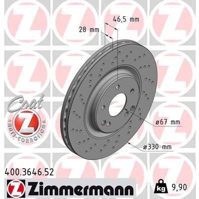 Слика на Кочионен диск ZIMMERMANN SPORT BRAKE DISC COAT Z 400.3646.52