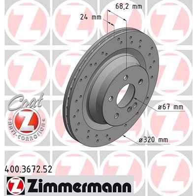 Слика на кочионен диск ZIMMERMANN SPORT BRAKE DISC COAT Z 400.3672.52 за Mercedes E-class Estate (s212) E 350 BlueTEC 4-matic - 252 коњи дизел