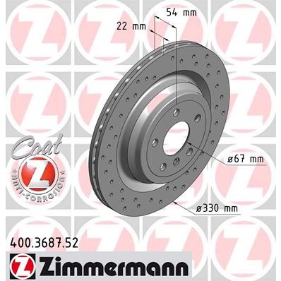 Слика на кочионен диск ZIMMERMANN SPORT BRAKE DISC COAT Z 400.3687.52 за Mercedes GLE Coupe (C292) 500 4-matic (292.373) - 456 коњи бензин