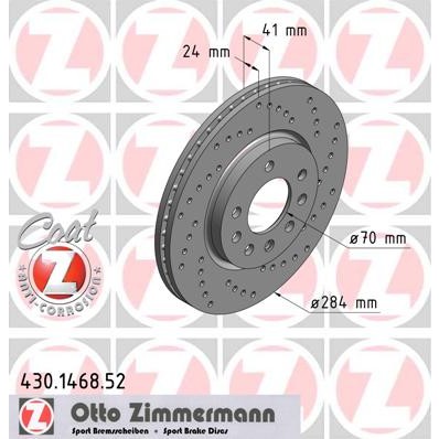 Слика на кочионен диск ZIMMERMANN SPORT BRAKE DISC COAT Z 430.1468.52 за Saab 900 II Coupe 2.0 i - 131 коњи бензин