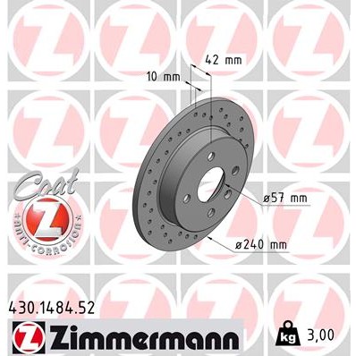 Слика на Кочионен диск ZIMMERMANN SPORT BRAKE DISC COAT Z 430.1484.52