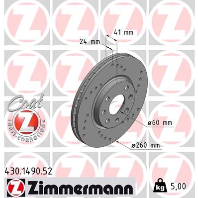 Слика на Кочионен диск ZIMMERMANN SPORT BRAKE DISC COAT Z 430.1490.52