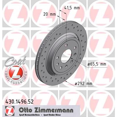 Слика на кочионен диск ZIMMERMANN SPORT BRAKE DISC COAT Z 430.1496.52 за Opel Signum 1.9 CDTI - 150 коњи дизел
