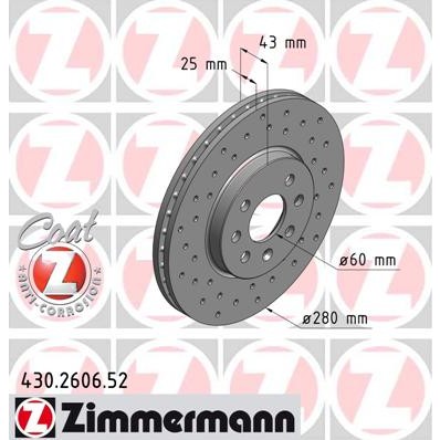 Слика на Кочионен диск ZIMMERMANN SPORT BRAKE DISC COAT Z 430.2606.52