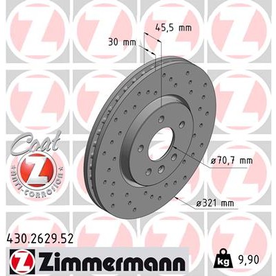 Слика на Кочионен диск ZIMMERMANN SPORT BRAKE DISC COAT Z 430.2629.52