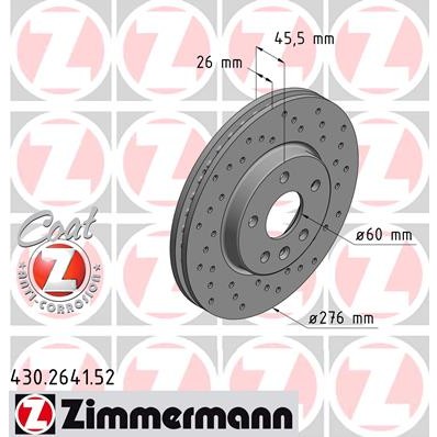 Слика на кочионен диск ZIMMERMANN SPORT BRAKE DISC COAT Z 430.2641.52 за Opel Astra K Sports Tourer (B16) 1.6 Turbo (35) - 200 коњи бензин