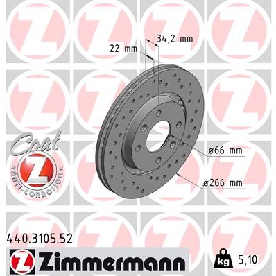 Слика на Кочионен диск ZIMMERMANN SPORT BRAKE DISC COAT Z 440.3105.52