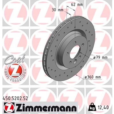 Слика на Кочионен диск ZIMMERMANN SPORT BRAKE DISC COAT Z 450.5202.52