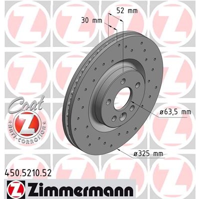 Слика на кочионен диск ZIMMERMANN SPORT BRAKE DISC COAT Z 450.5210.52 за Land Rover Discovery Sport (LC) 2.2 D 4WD - 150 коњи дизел