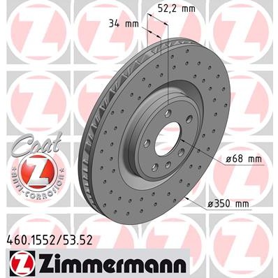 Слика на кочионен диск ZIMMERMANN SPORT BRAKE DISC COAT Z 460.1553.52 за Porsche Macan (95B) 3.0 S Diesel - 250 коњи дизел
