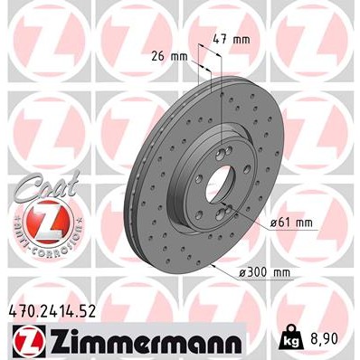Слика на кочионен диск ZIMMERMANN SPORT BRAKE DISC COAT Z 470.2414.52 за Renault Laguna 2 Sport Tourer (KG0-1) 2.2 dCi - 140 коњи дизел