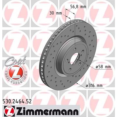 Слика на Кочионен диск ZIMMERMANN SPORT BRAKE DISC COAT Z 530.2464.52