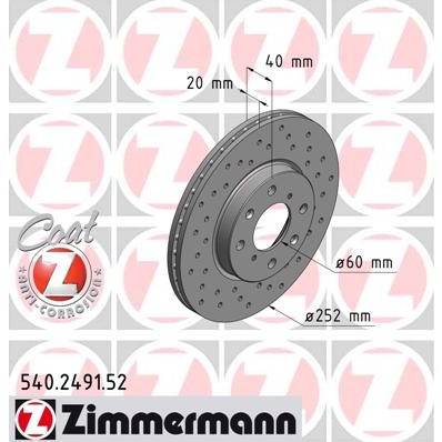 Слика на Кочионен диск ZIMMERMANN SPORT BRAKE DISC COAT Z 540.2491.52