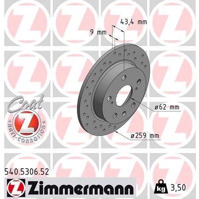 Слика на Кочионен диск ZIMMERMANN SPORT BRAKE DISC COAT Z 540.5306.52