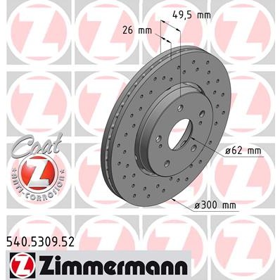 Слика на Кочионен диск ZIMMERMANN SPORT BRAKE DISC COAT Z 540.5309.52