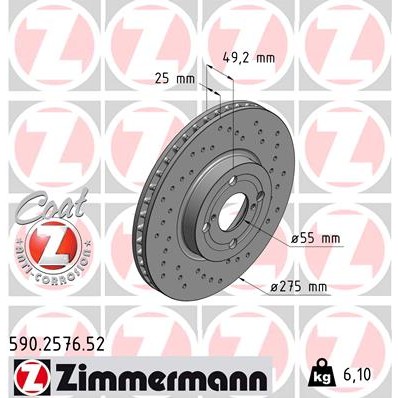 Слика на Кочионен диск ZIMMERMANN SPORT BRAKE DISC COAT Z 590.2576.52