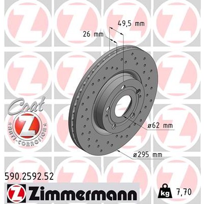 Слика на Кочионен диск ZIMMERMANN SPORT BRAKE DISC COAT Z 590.2592.52