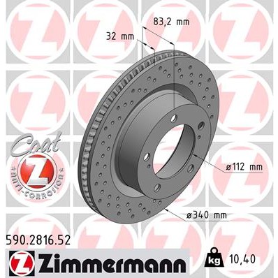 Слика на Кочионен диск ZIMMERMANN SPORT BRAKE DISC COAT Z 590.2816.52