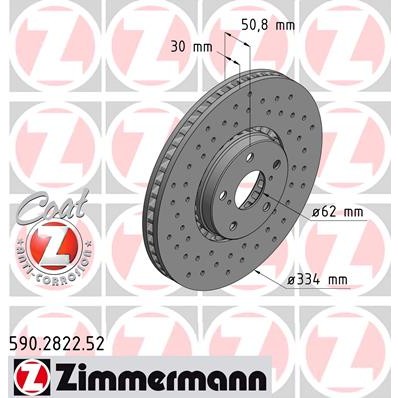 Слика на кочионен диск ZIMMERMANN SPORT BRAKE DISC COAT Z 590.2822.52 за Lexus IS C (GSE2) 250 - 208 коњи бензин