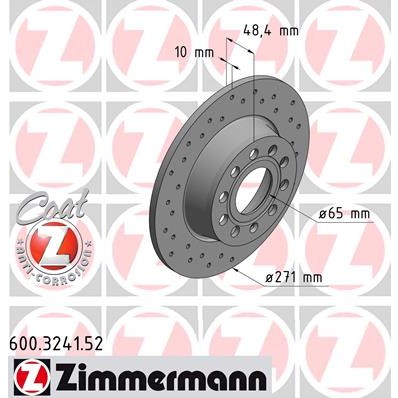 Слика на кочионен диск ZIMMERMANN SPORT BRAKE DISC COAT Z 600.3241.52 за VW Caddy 3 Estate 1.2 TSI - 105 коњи бензин