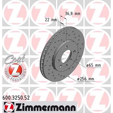 Слика на Кочионен диск ZIMMERMANN SPORT BRAKE DISC COAT Z 600.3250.52