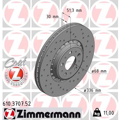 Слика на Кочионен диск ZIMMERMANN SPORT BRAKE DISC COAT Z 610.3707.52