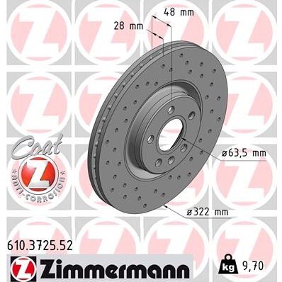 Слика на Кочионен диск ZIMMERMANN SPORT BRAKE DISC COAT Z 610.3725.52