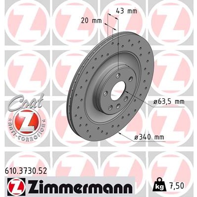 Слика на Кочионен диск ZIMMERMANN SPORT BRAKE DISC COAT Z 610.3730.52