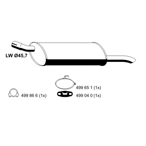 Слика на краен издувен лонец ERNST 042161 за Opel Kadett E Convertible 1.6 i - 82 коњи бензин