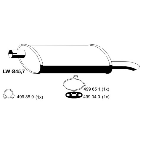 Слика на краен издувен лонец ERNST 042178 за Opel Kadett E Convertible 1.6 i - 75 коњи бензин