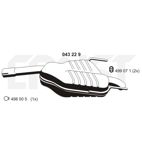 Слика на краен издувен лонец ERNST 043229 за Opel Vectra C GTS 3.2 V6 - 211 коњи бензин