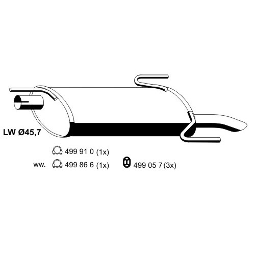 Слика на краен издувен лонец ERNST 052092 за Opel Astra F Hatchback 1.4 Si - 82 коњи бензин