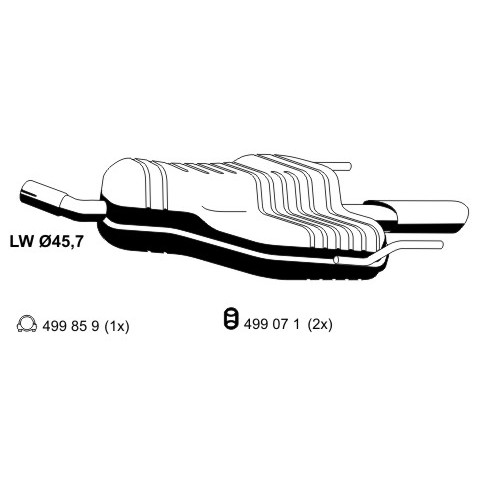 Слика на краен издувен лонец ERNST 054232 за Opel Astra H Hatchback 1.6 - 105 коњи бензин