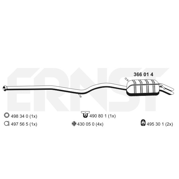 Слика на краен издувен лонец ERNST 366014 за Mercedes E-class Saloon (w211) E 220 CDI (211.008) - 170 коњи дизел