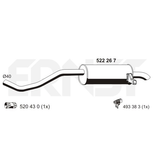 Слика на краен издувен лонец ERNST 522267 за Renault Clio Grandtour 1.4 16V - 98 коњи бензин