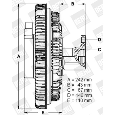 Слика на кумплуг, вентилатор на ладник BERU LK055 за камион Mercedes Actros 1996 2640, 2640 L - 394 коњи дизел