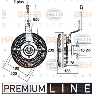 Слика на кумплуг, вентилатор на ладник HELLA BEHR  SERVICE  PREMIUM LINE 8MV 376 758-511 за камион MAN E 2000 19.360 FALK - 360 коњи дизел