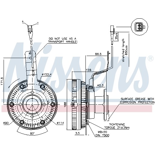 Слика на кумплуг, вентилатор на ладник NISSENS 86039 за камион MAN F 2000 19.364 FS, FLS, FLLS, FRS, FLRS, FLLRS - 360 коњи дизел