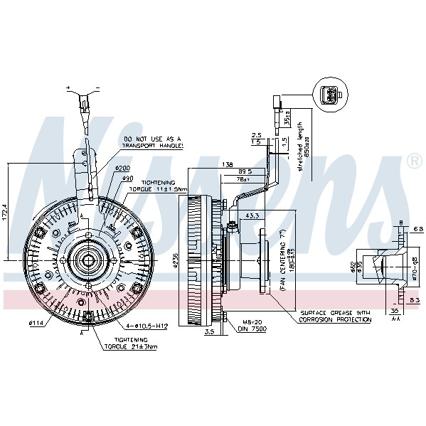 Слика на кумплуг, вентилатор на ладник NISSENS 86079 за камион MAN F 2000 19.364 FS, FLS, FLLS, FRS, FLRS, FLLRS - 360 коњи дизел