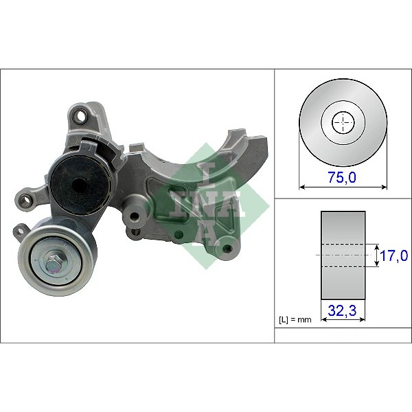 Слика на Лагер затегач канален ремен INA 534 0452 10 за Toyota Land Cruiser 90 (J9) 3.0 D-4D (KDJ90, KDJ95, KDJ 125) - 163 коњи дизел