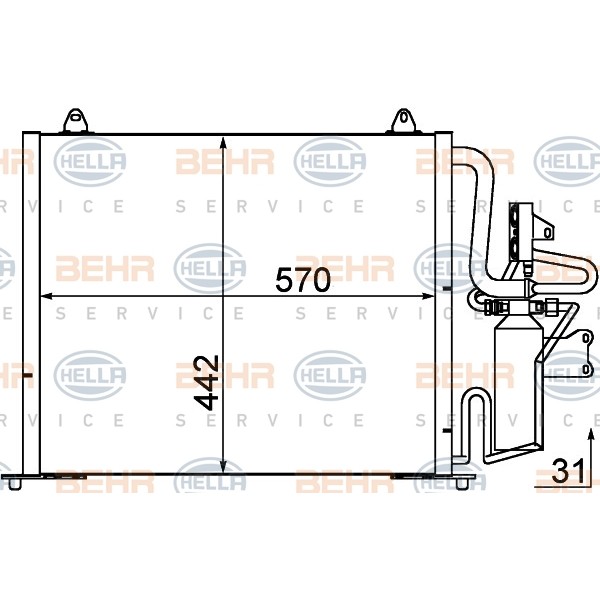 Слика на Ладник за клима BEHR HELLA SERVICE 8FC 351 035-471 за Renault Safrane (B54) 2.2 (B543) - 137 коњи бензин