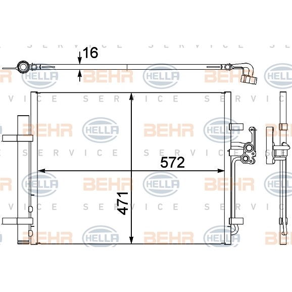 Слика на Ладник за клима HELLA 8FC 351 303-201 за Volvo V60 T6 AWD - 305 коњи бензин