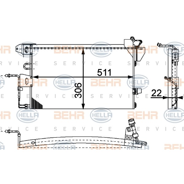 Слика на Ладник за клима HELLA BEHR  SERVICE  PREMIUM LINE 8FC 351 317-311 за Ford Fiesta 3 (gfj) 1.6 i 16V - 88 коњи бензин