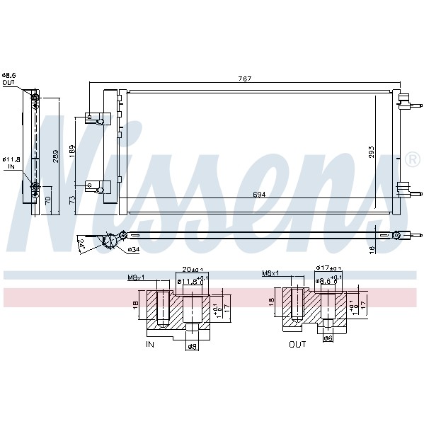 Слика на Ладник за клима NISSENS 940734 за Opel Astra K (B16) 1.0 Turbo (68) - 90 коњи бензин