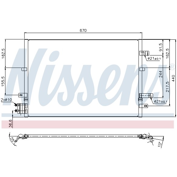 Слика на Ладник за клима NISSENS 94777 за Ford Mondeo 3 Clipper (BWY) 2.5 V6 24V - 170 коњи бензин